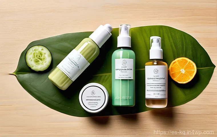 비건 화장품의 시장 점유율 분석 - **Prompt:** A serene and elegant woman in her late 20s, with radiant, healthy skin, gently applying ...