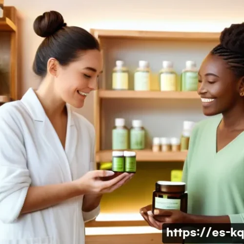 비건 화장품으로 피부 재생하기 - A serene spa scene showcasing a diverse group of women with glowing, healthy skin applying vegan ski...