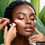 Home 19 비건 화장품의 미래 비전 - A close-up image of a diverse group of women with natural, glowing skin applying vegan makeup produc...
