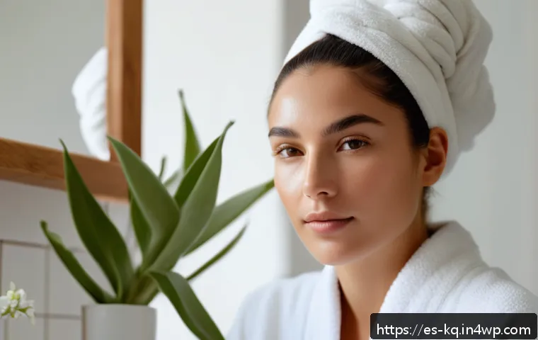 비건 화장품의 사용으로 인한 피드백 - A serene close-up portrait of a young Hispanic woman with glowing, smooth skin, gently applying a ve...