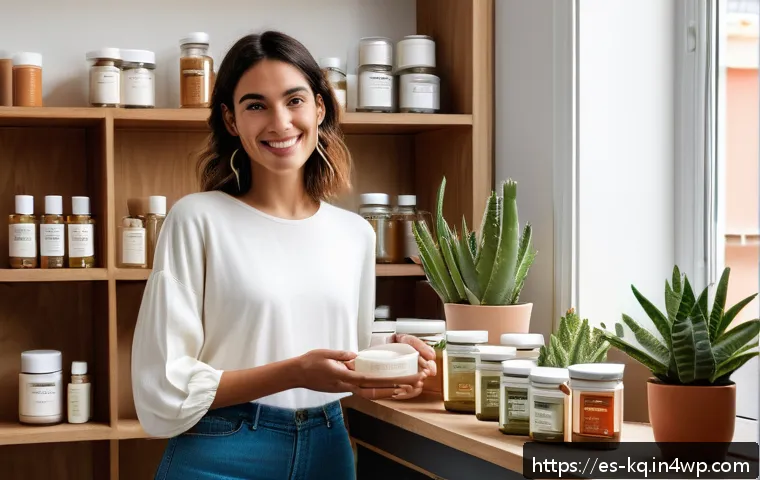 비건 화장품에 대한 소비자 기호 조사 - A stylish, eco-conscious young Spanish woman in her late 20s standing in a modern Barcelona apartmen...