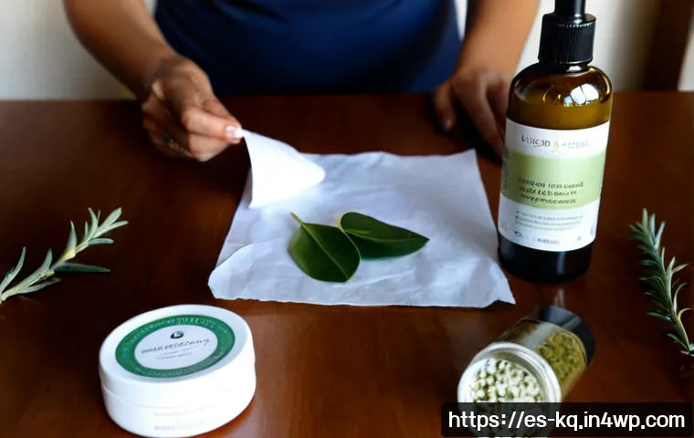 비건 화장품을 위한 소비자 가이드 - Photorealistic consumer guide scene for vegan cosmetics, a Spanish woman in her 40s comparing two un...